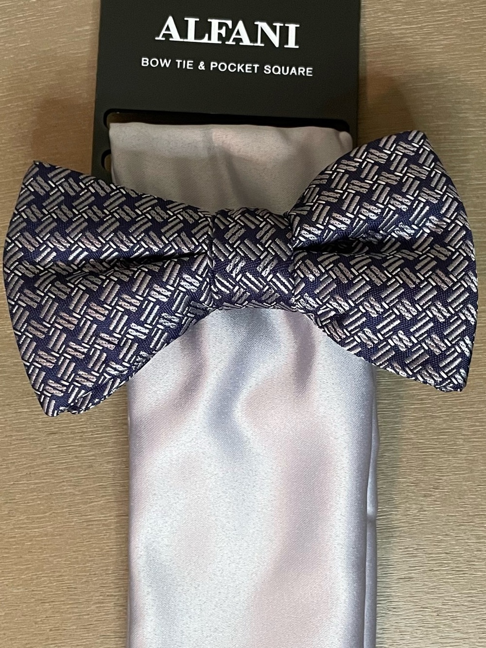 Alfani Patterned Bow Tie and Pocket Square